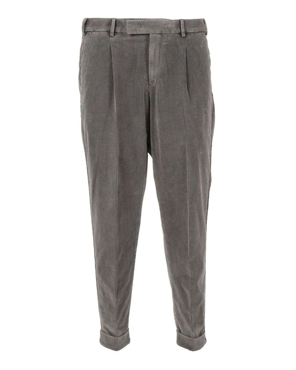 PT01 Gray Rebel 1 Pleat, Diagonal Pockets, Flap Back Pockets