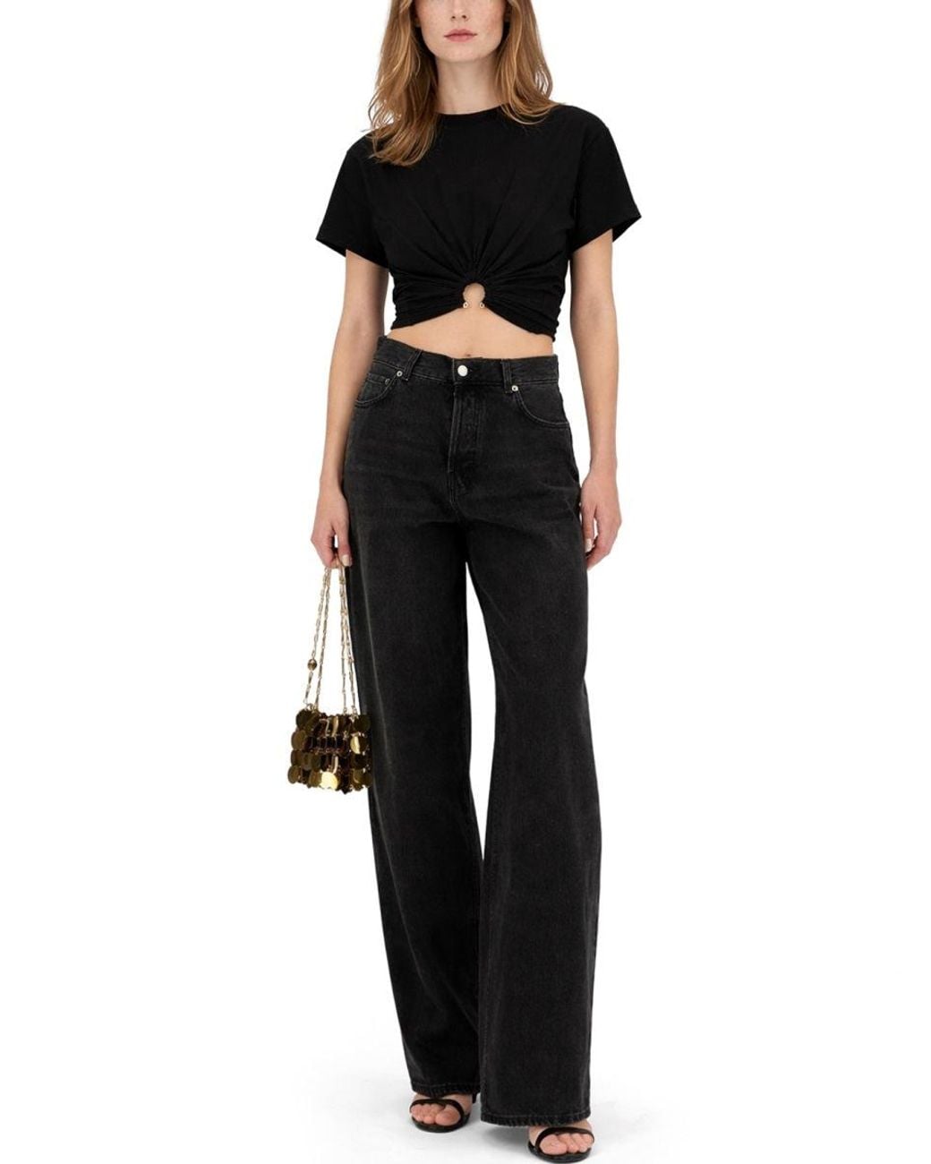 Rabanne Black T-Shirt Cropped