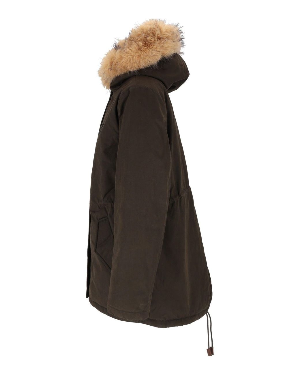 Mc2 Saint Barth Black Brenna Military Synthetic Fur Trim Waxed Cotton Parka