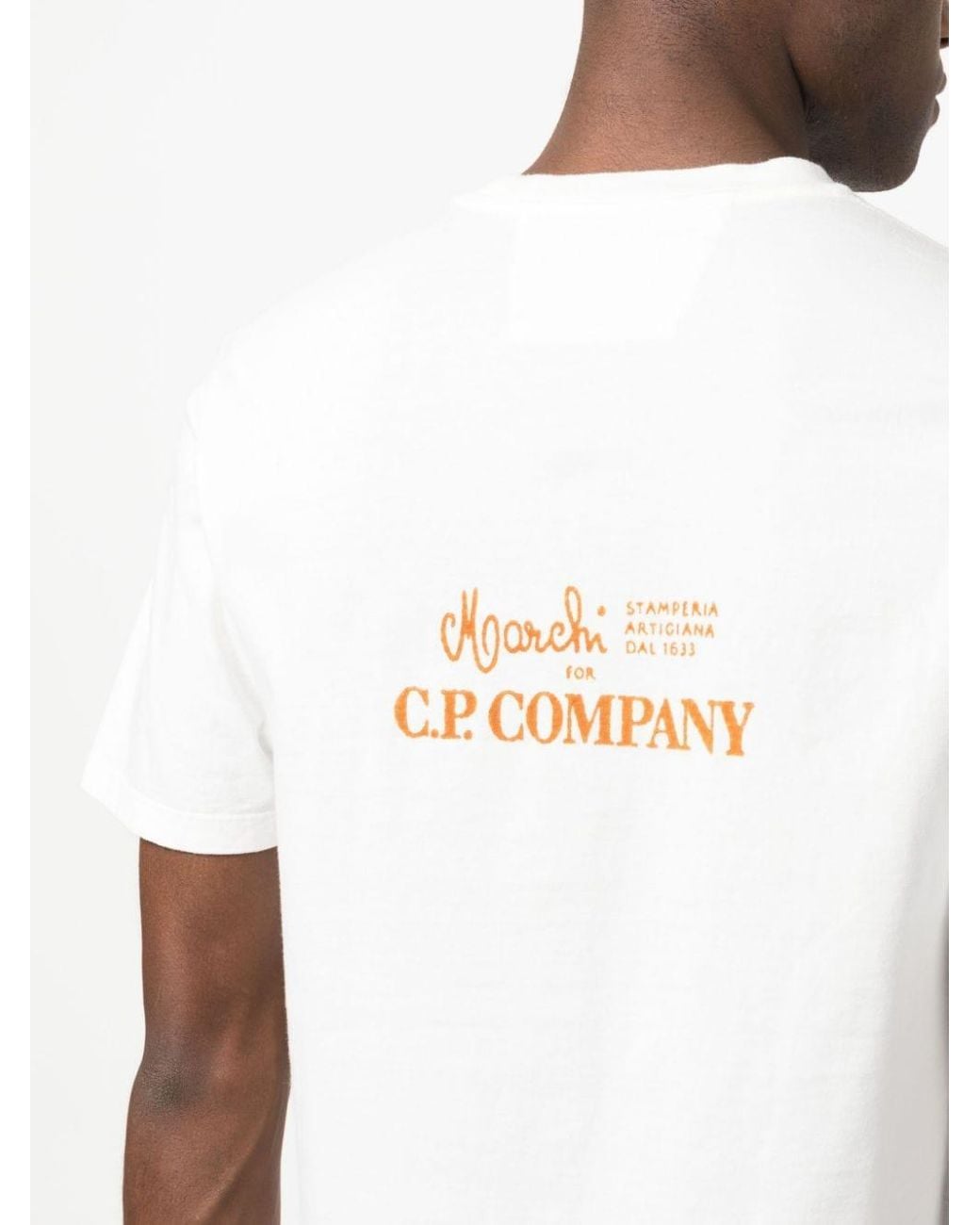 C P Company White Logo T-Shirt Clothing for men