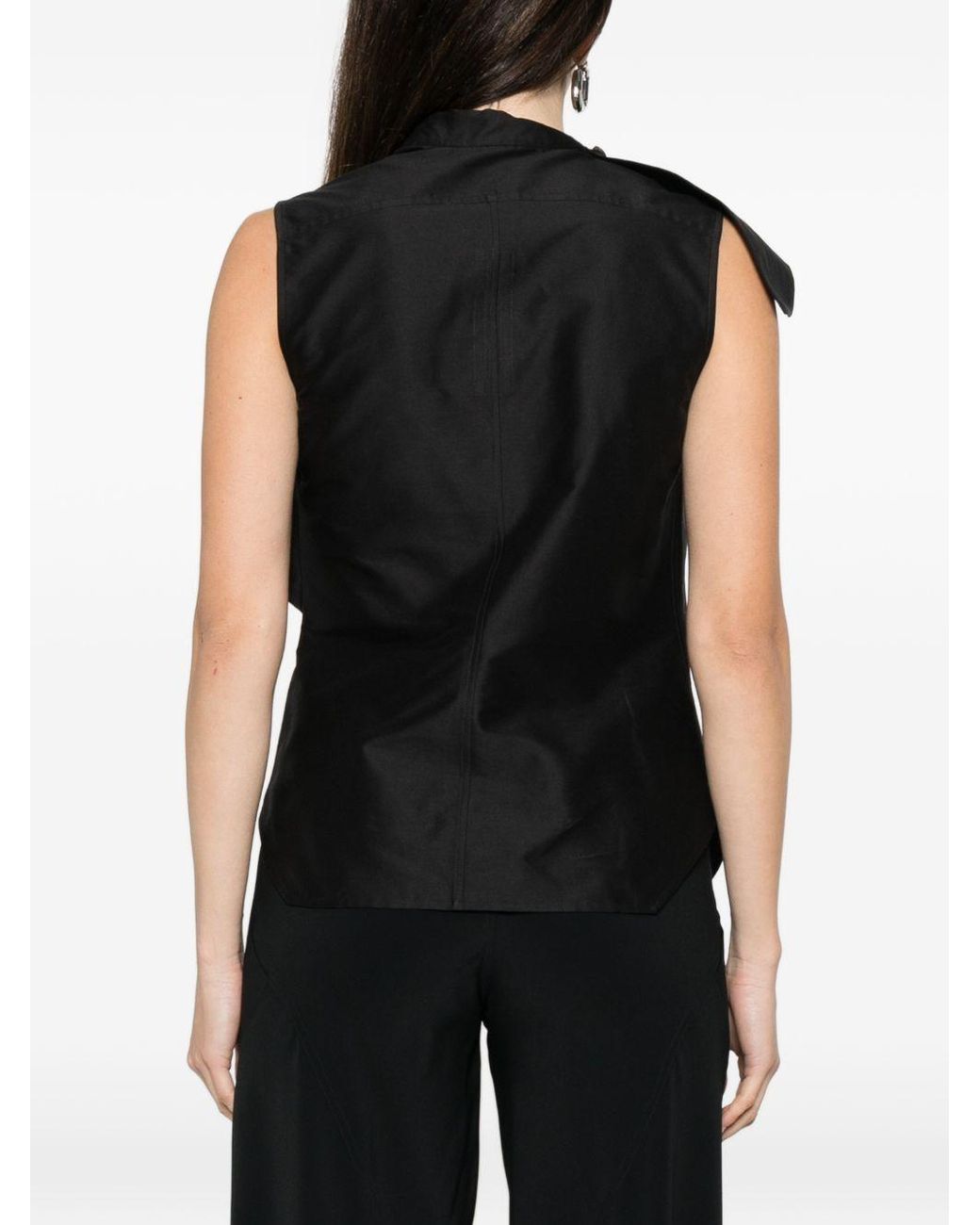 Rick Owens Black Solid Cowl Neck Top