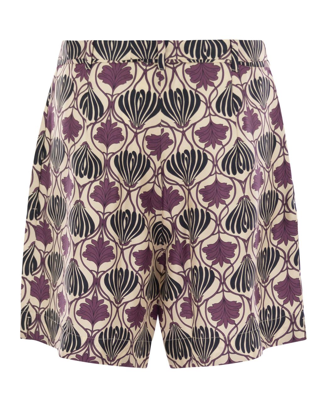 Max Mara Gray Metello Printed Silk Fluid Short Trousers