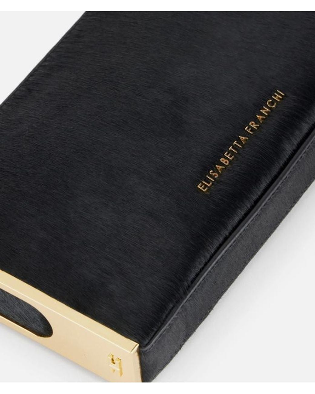 Elisabetta Franchi Black Cowhide Clutch Bag