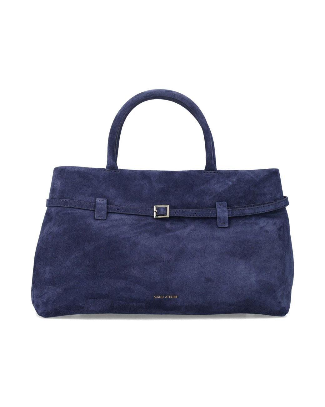 MANU Atelier Blue Suede Belted Tote Bag
