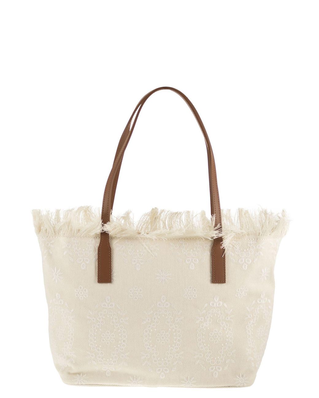 Mc2 Saint Barth Natural City Sangallo Shopper Bag With Embroidered Logo