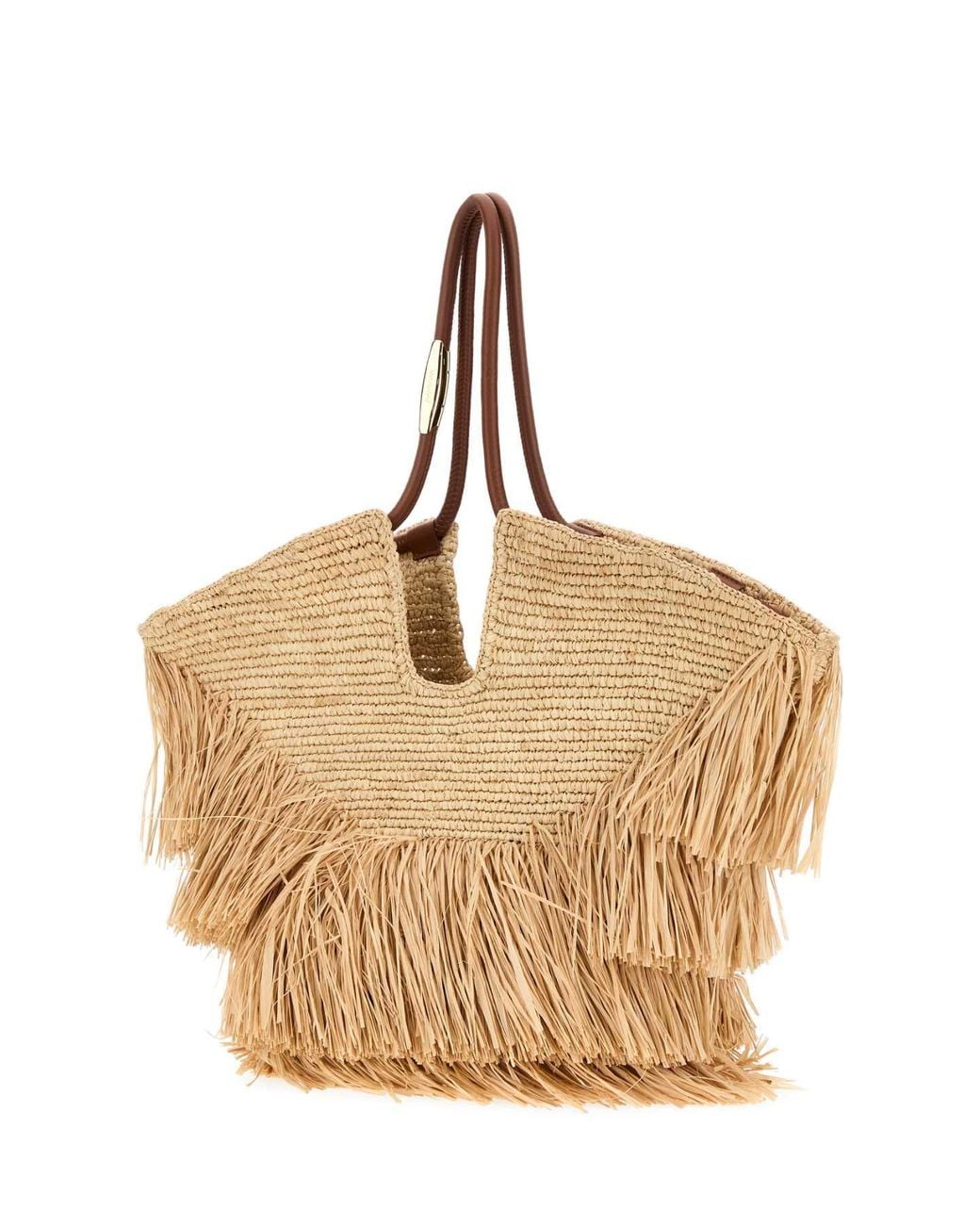 Zimmermann Natural Raffia Medium Goldentime Shopping Handbag