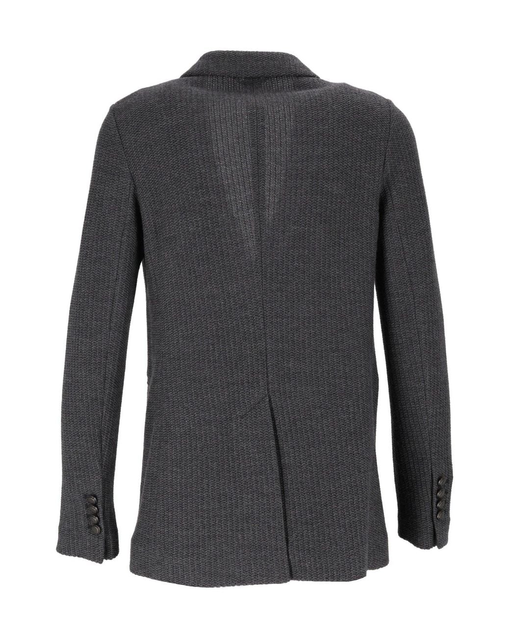 Circolo 1901 Black Textured Knit Metal Button Double-Breasted Blazer