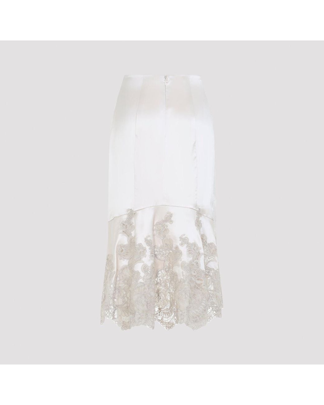 Ermanno Scervino White Nude Silk Midi Skirt