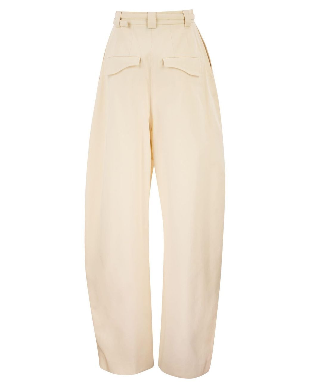Sportmax Natural Spxidoneo – Wide Leg Cotton Trousers With Integrated Belt