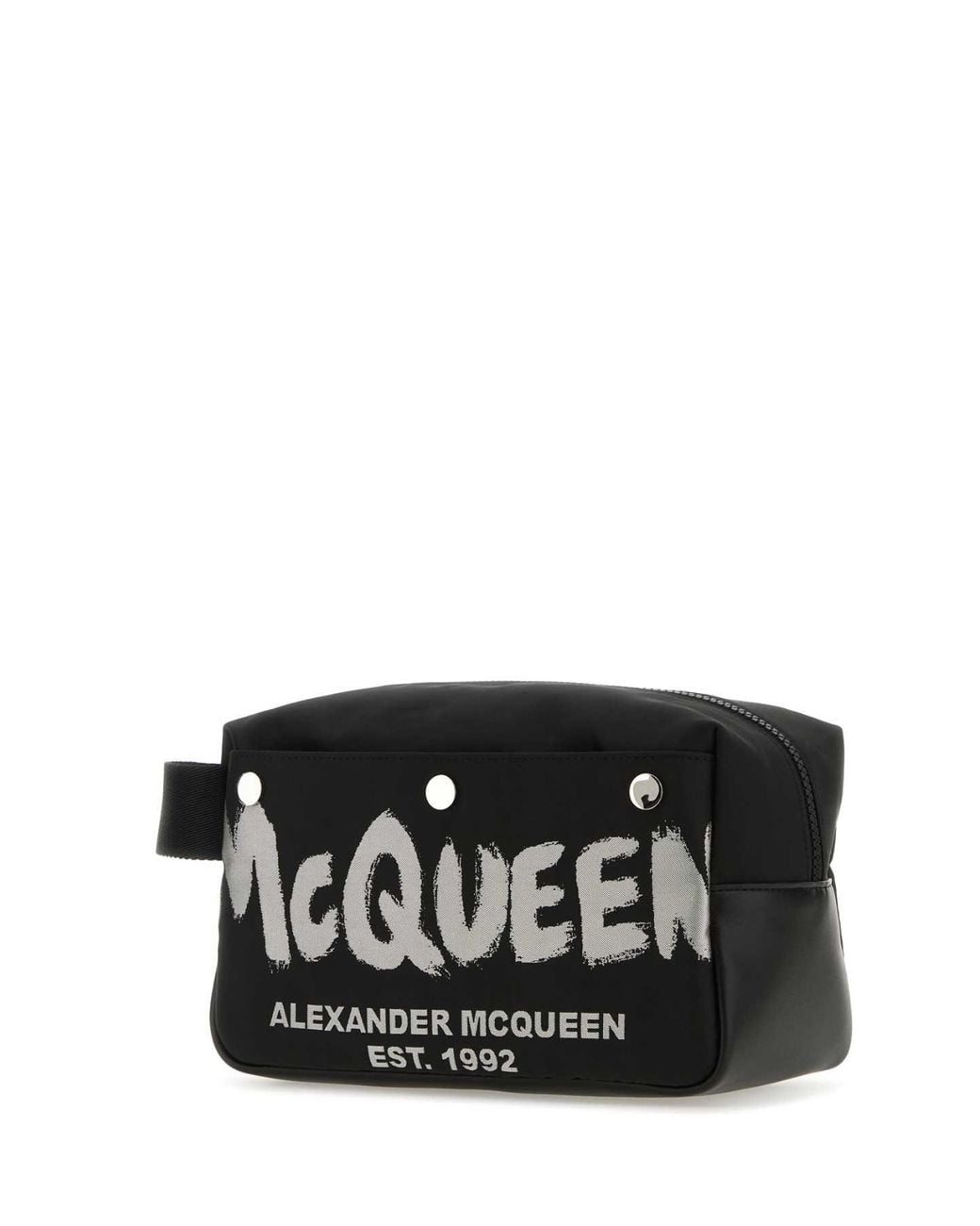 McQueen Black Fabric Mc Queen Graffiti Beauty Case