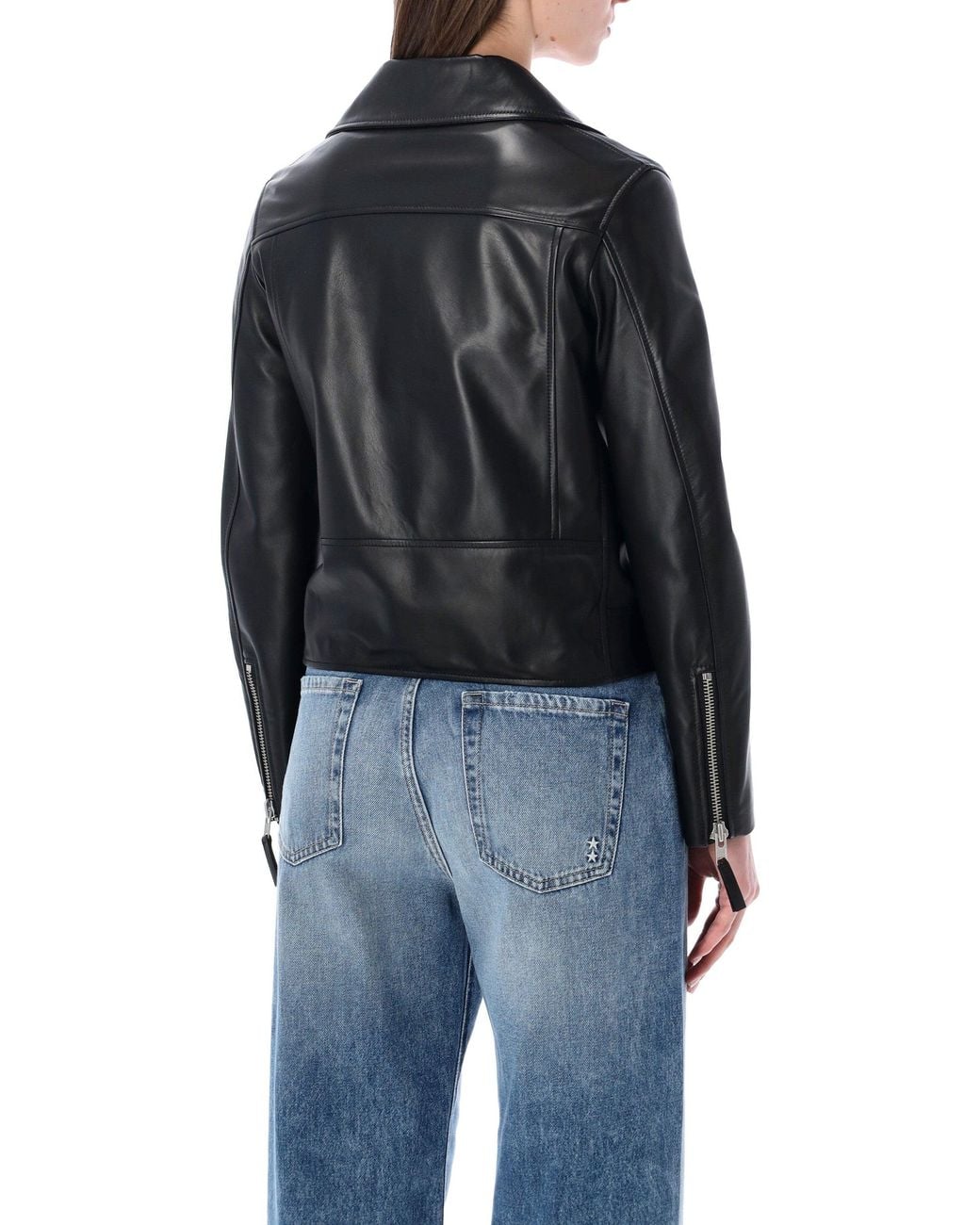 S.W.O.R.D Black Cropped Zip-Front Leather Jacket