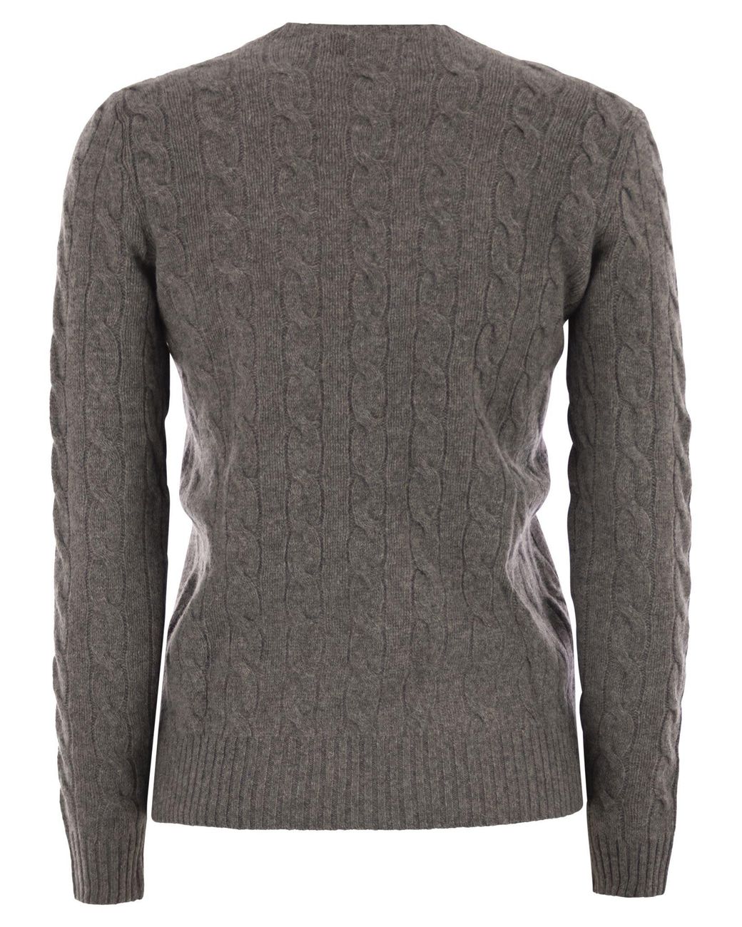 Polo Ralph Lauren Gray Plaited Wool And Cashmere Crew-Neck