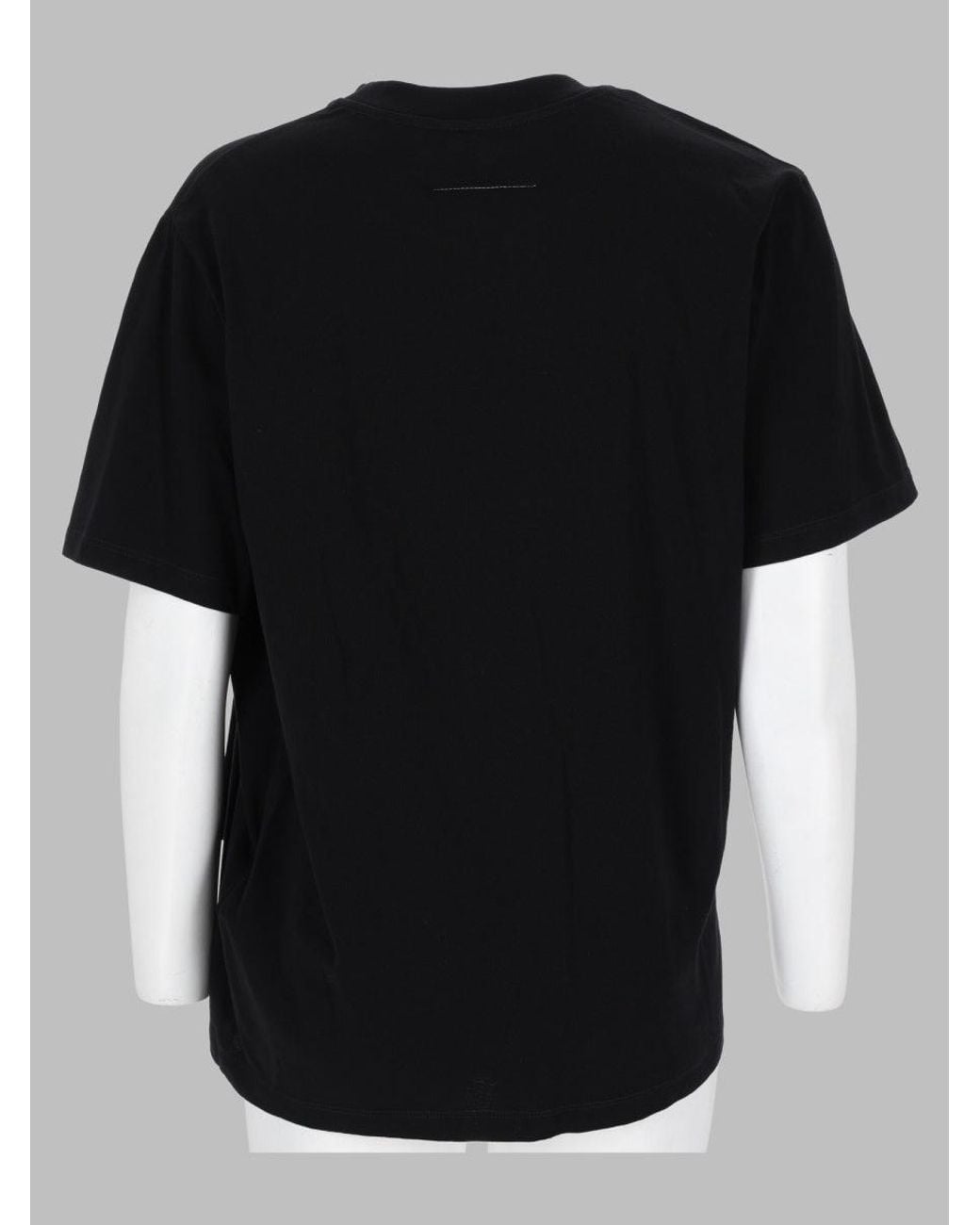 MM6 by Maison Margiela Black Asymmetric Hem Cotton T-Shirt