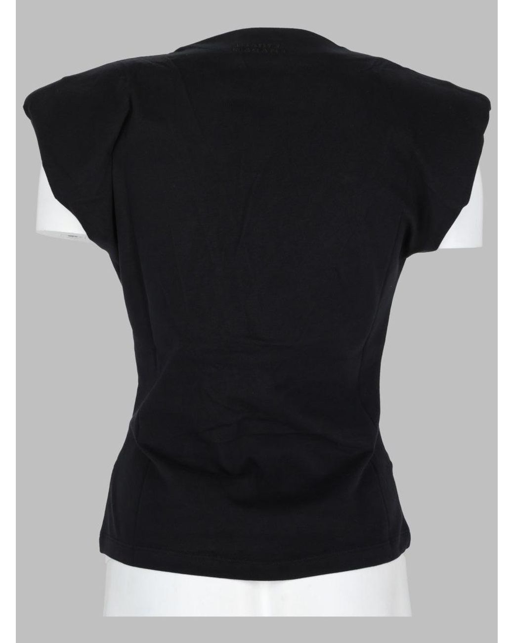 Isabel Marant Black Nadrine Structured Fitted Deep V-Neck Cotton T-Shirt