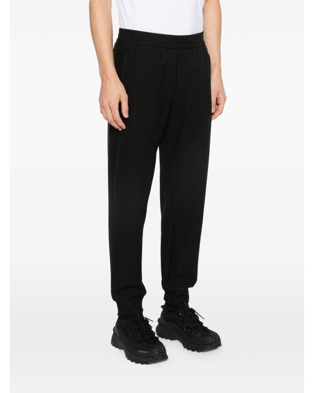 Emporio Armani Black Allover Logo Sweatpants
