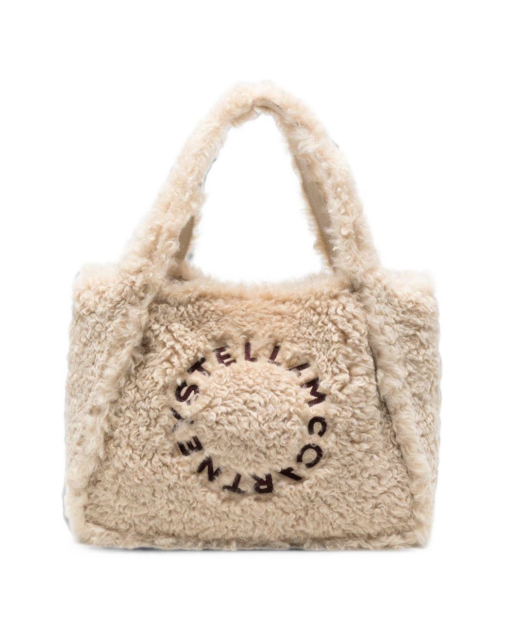 Stella McCartney Natural Stella Logo Shearling Tote