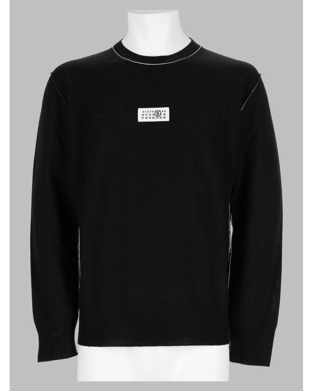 MM6 by Maison Margiela Black Logo Patch Crewneck Sweater for men