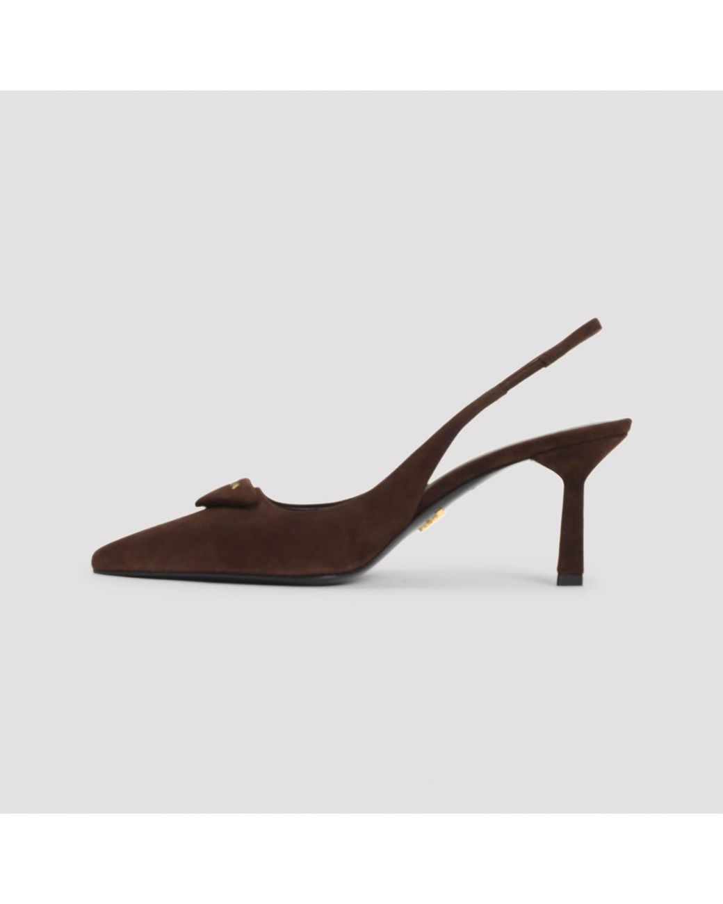 Prada Brown Leather Pumps With 8Cm Heel