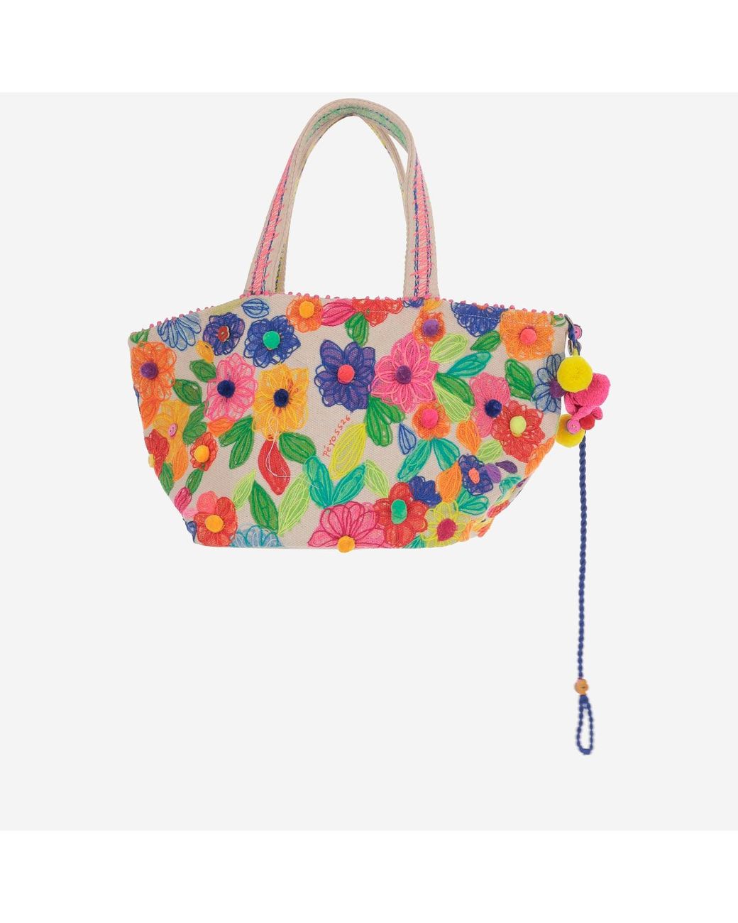 Péro Red Baumwolltasche mit Blumenstickerei