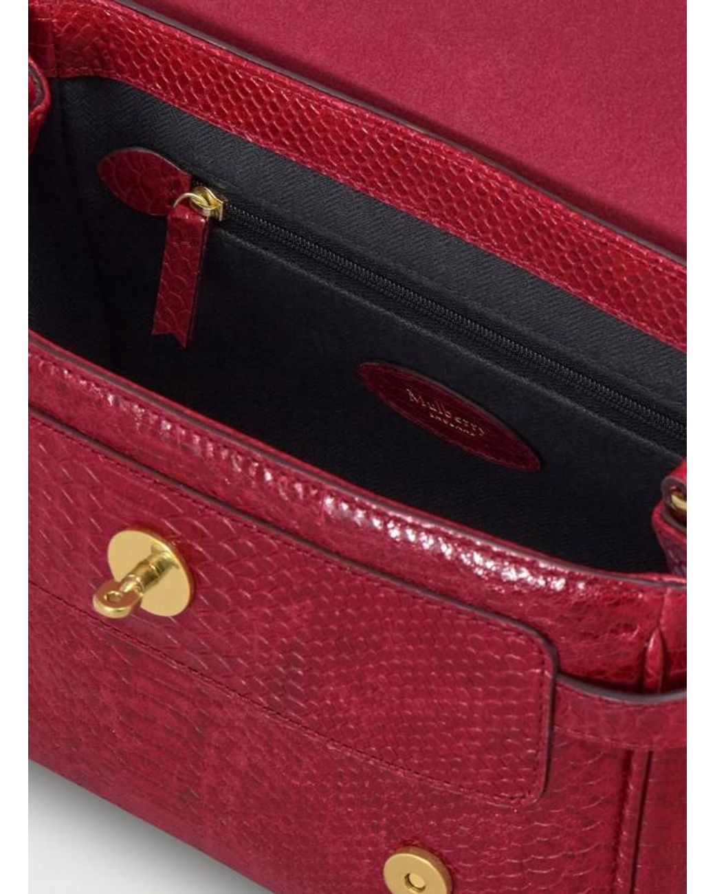 Mulberry Red Mini Alexa Waxed Snake Print