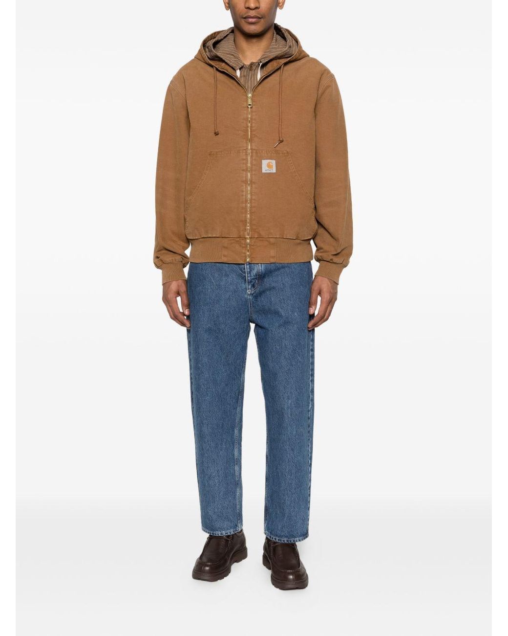 Carhartt Brown Cotton Hooded Jacket for men