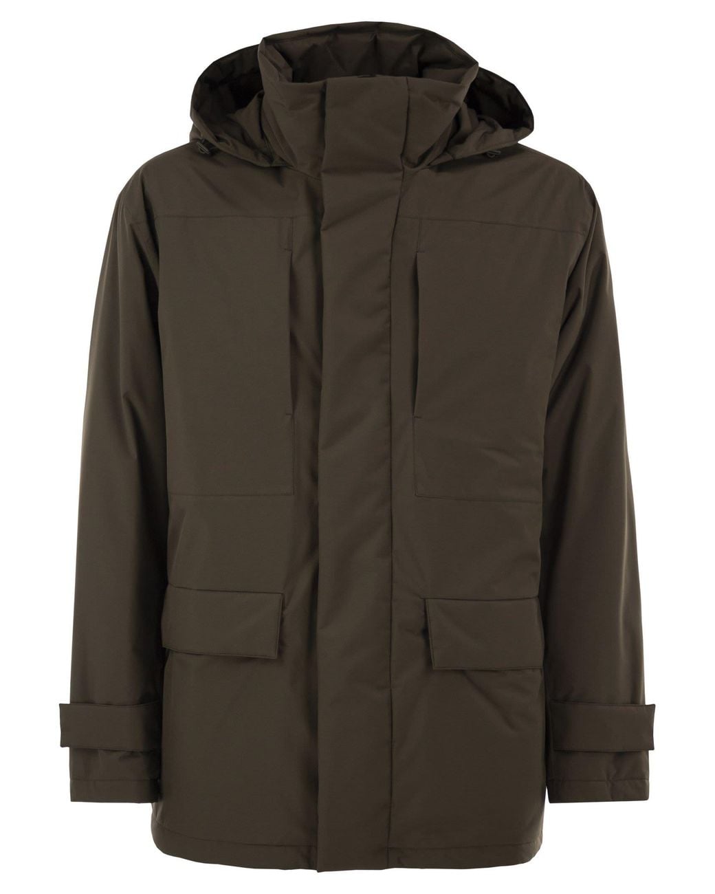 Herno Brown Technical Hooded Padded Parka for men