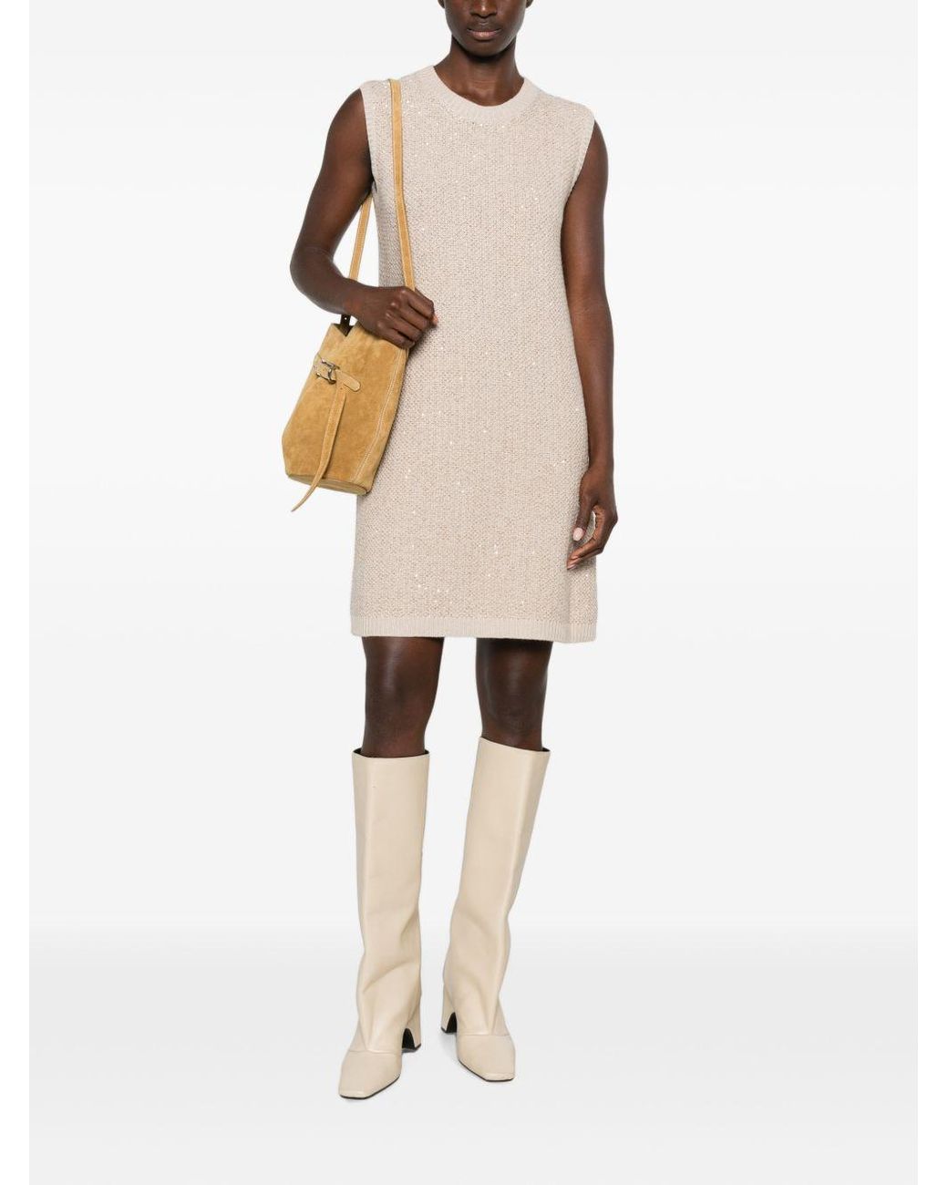 Fabiana Filippi Natural Wool Blend Short Dress