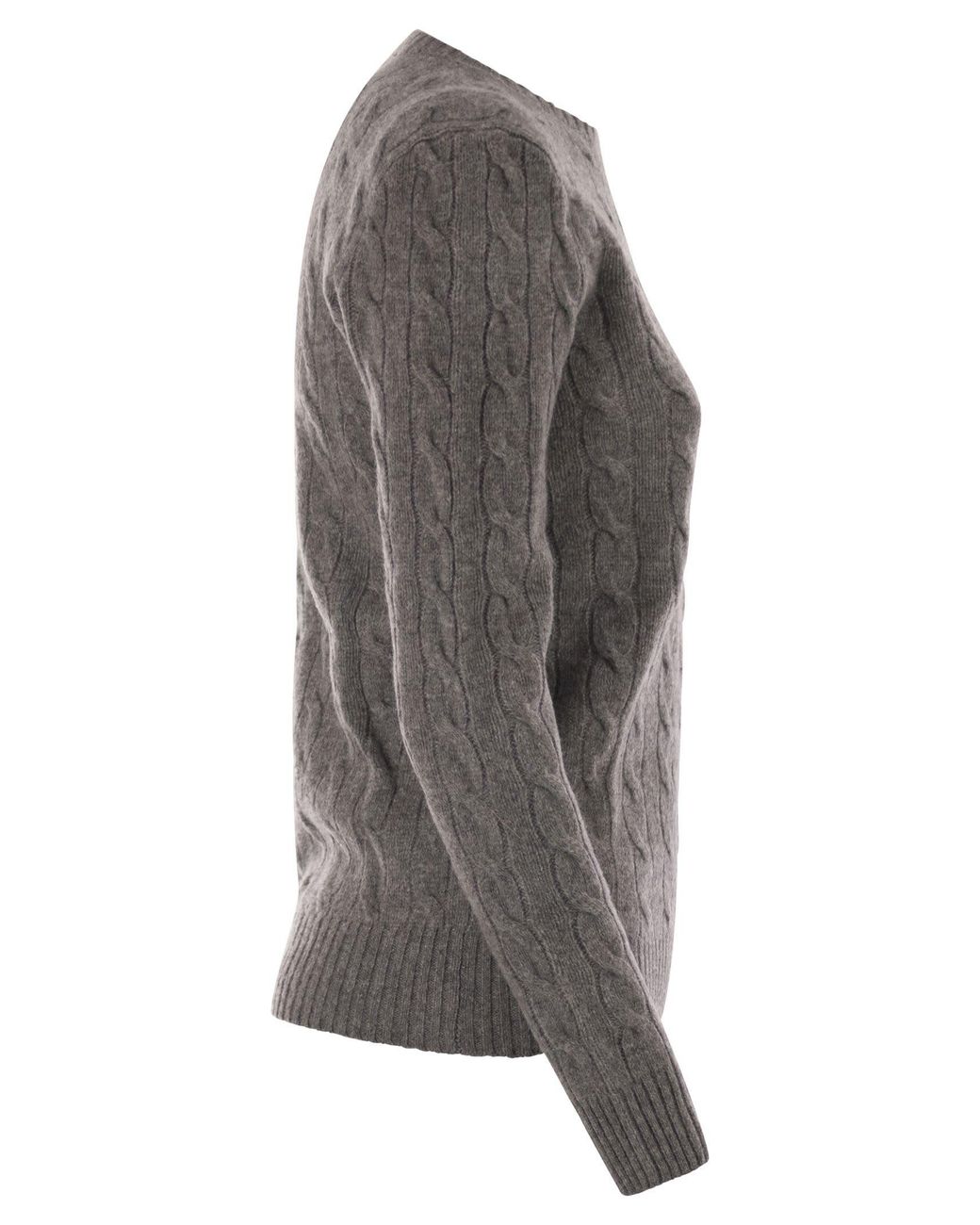 Polo Ralph Lauren Gray Plaited Wool And Cashmere Crew-Neck