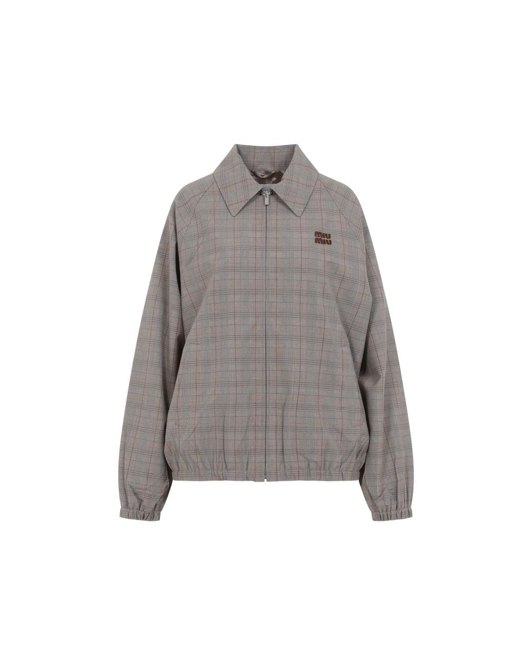 Miu Miu Gray Tabacco Check Blouson