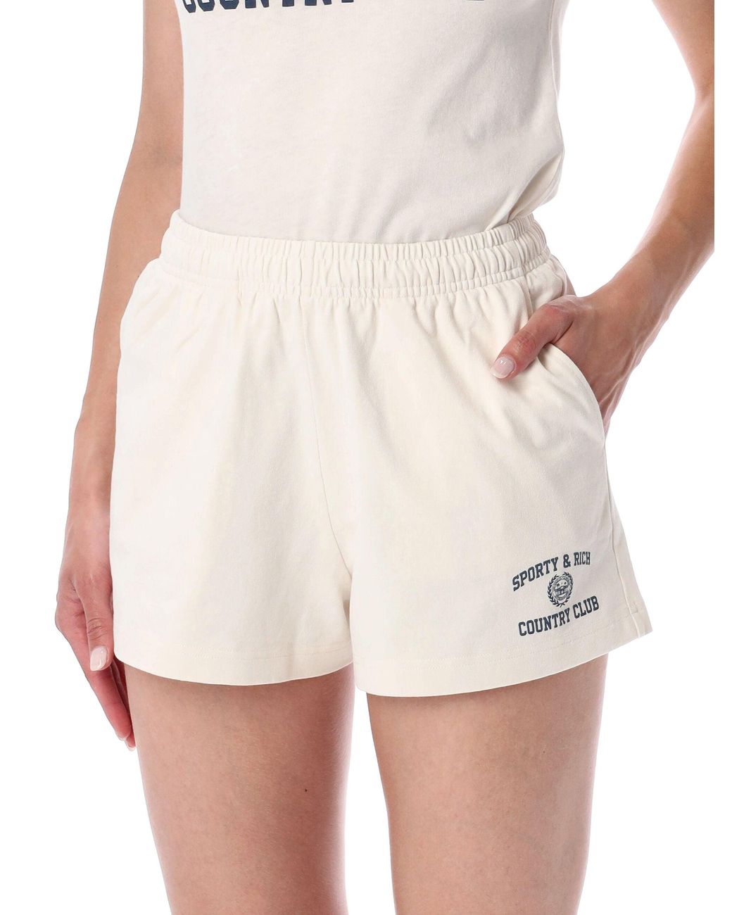 Sporty & Rich White Sporty & Rich Sporty & Rich Off- Cotton Varsity Shorts