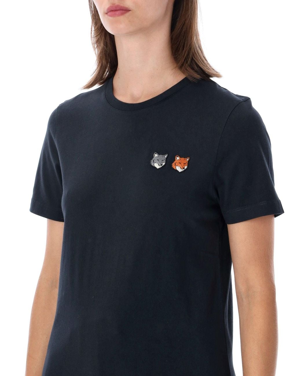 Maison Kitsuné Black Maison Kitsuné Maison Kitsuné Double Fox Head Regular T-Shirt