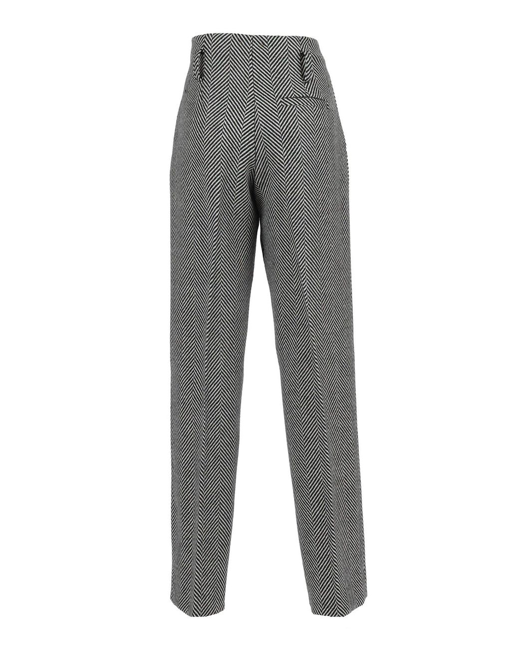 Forte_forte Gray Strong, Strong, High Waisted Trousers, Chevron Wool