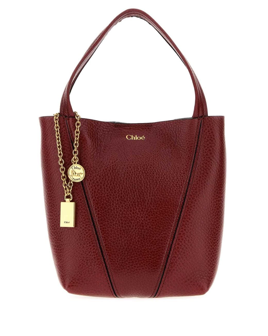 Chloé Red Tiziano Leather Small Spin Shopping Bag
