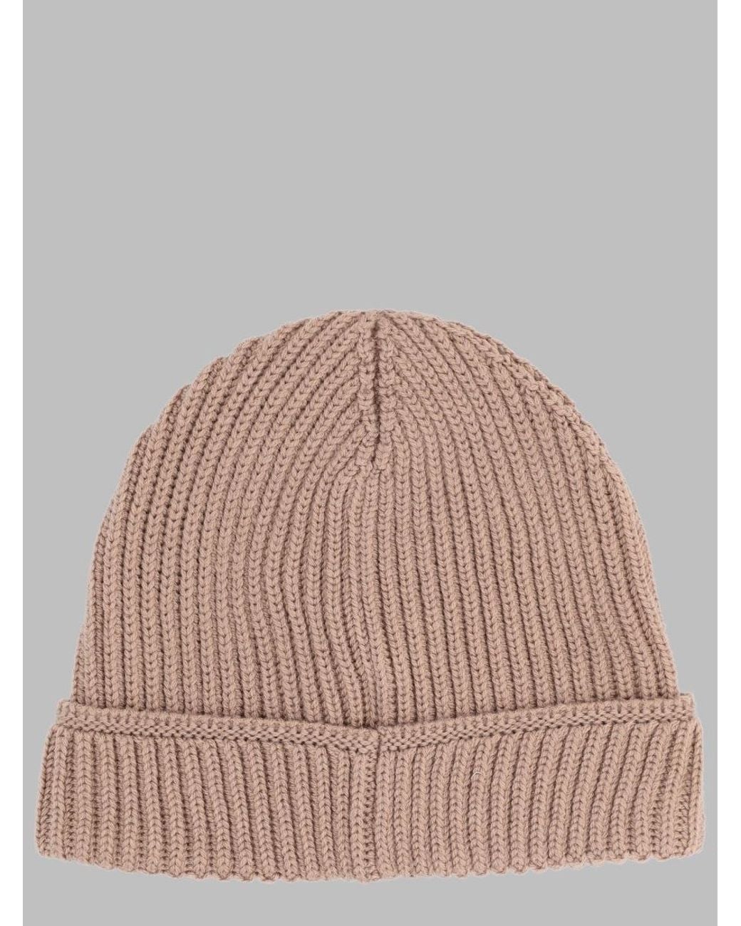 Premiata Brown Ribbed Knit Beanie