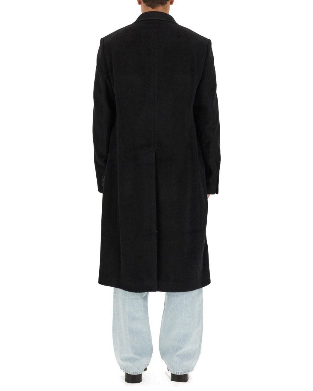 Our Legacy Black Double-Breasted Coat Whale Wool Mohair Trench & Raincoats for men
