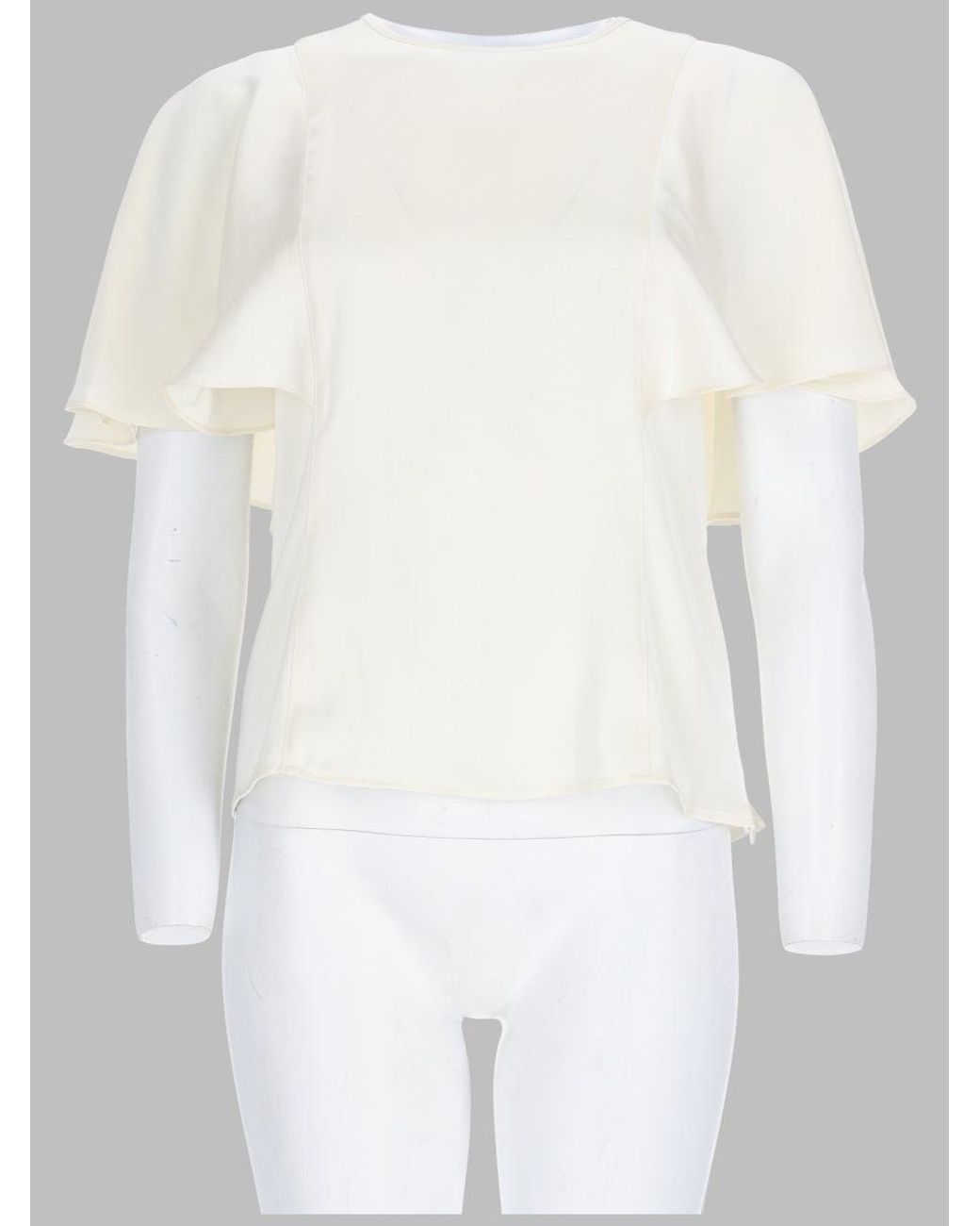 MICHAEL Michael Kors White Satin Blouse With Cape Sleeves Polyester