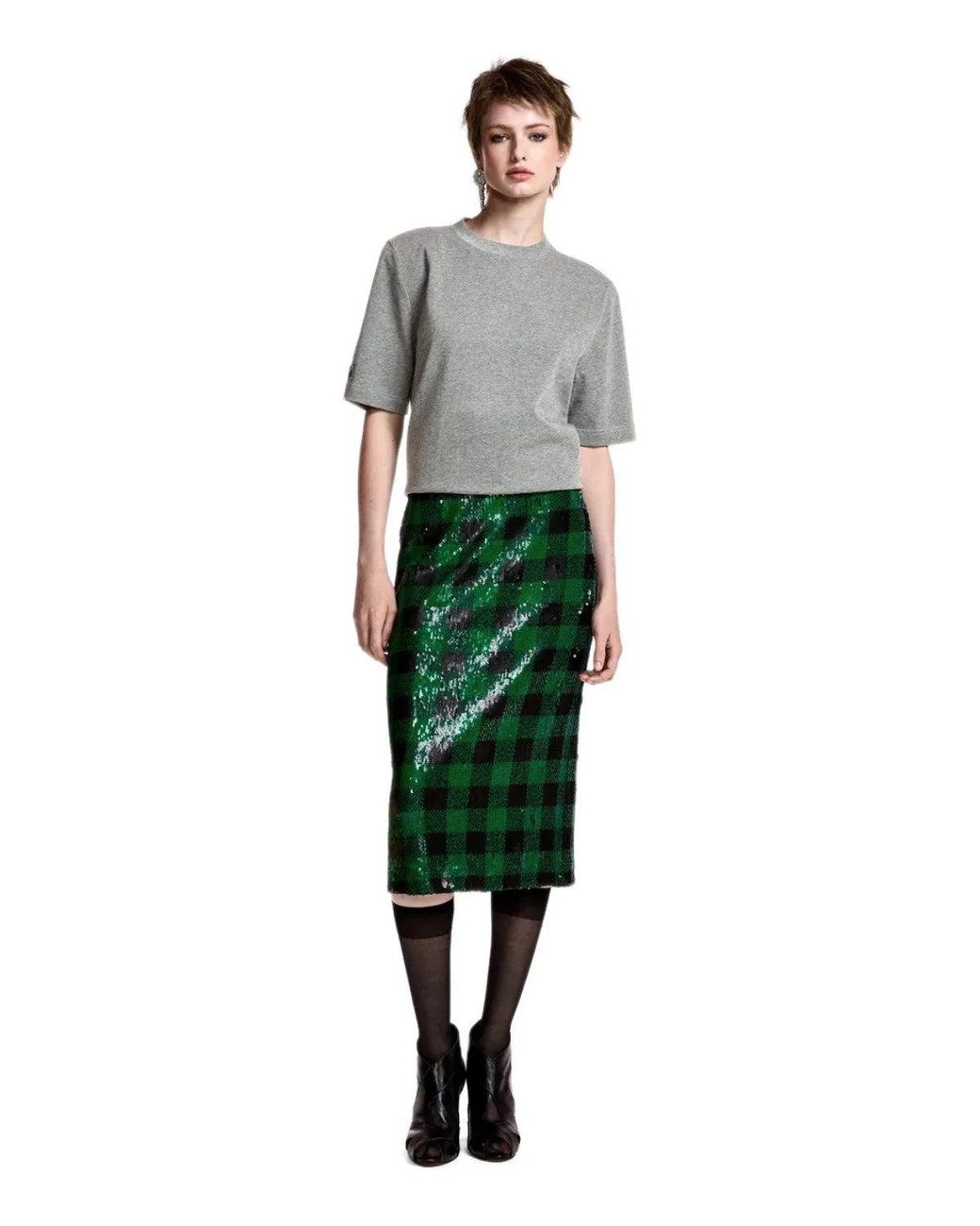 Essentiel Antwerp Green Knitwear Midi Skirt