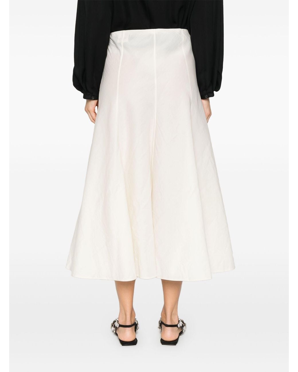 Khaite White Silk And Cotton Organza Skirt
