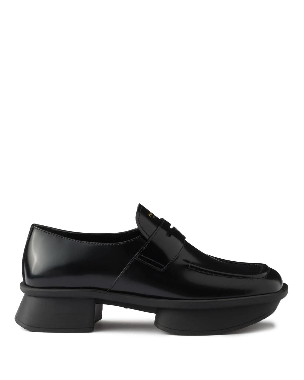 Prada Black Sole Flat Shoes With Glossy Finish And Moder