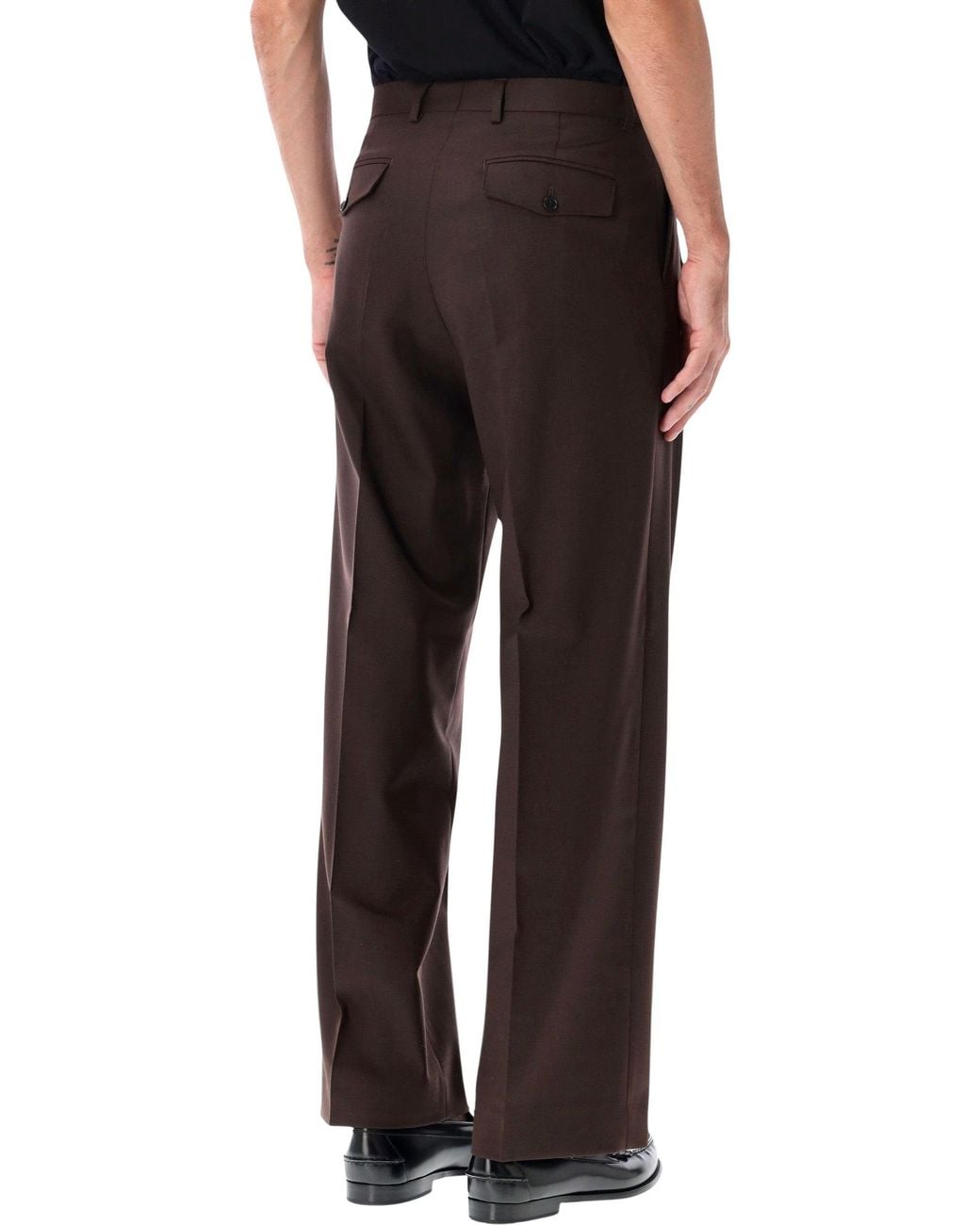 sunflower Black Pleated Wool-Blend Trousers for men