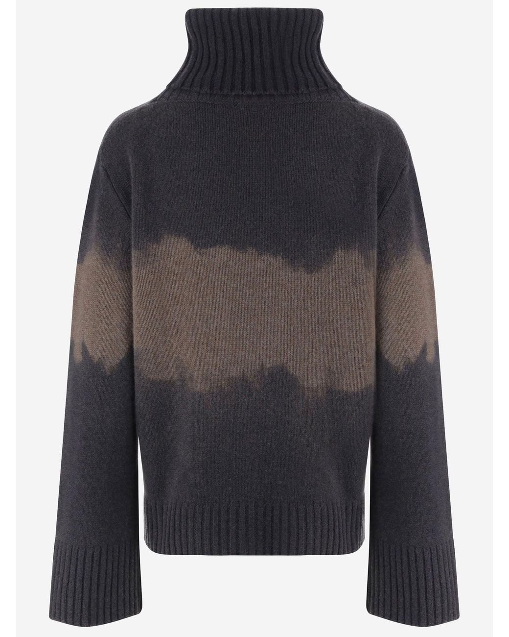 Oliver Lattughi Black Multicolored Cashmere Turtleneck Sweater With Straight Hem