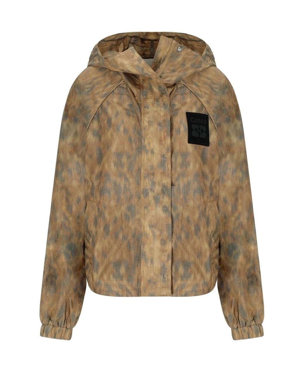 Ganni Natural Animal Print Nylon Jacket