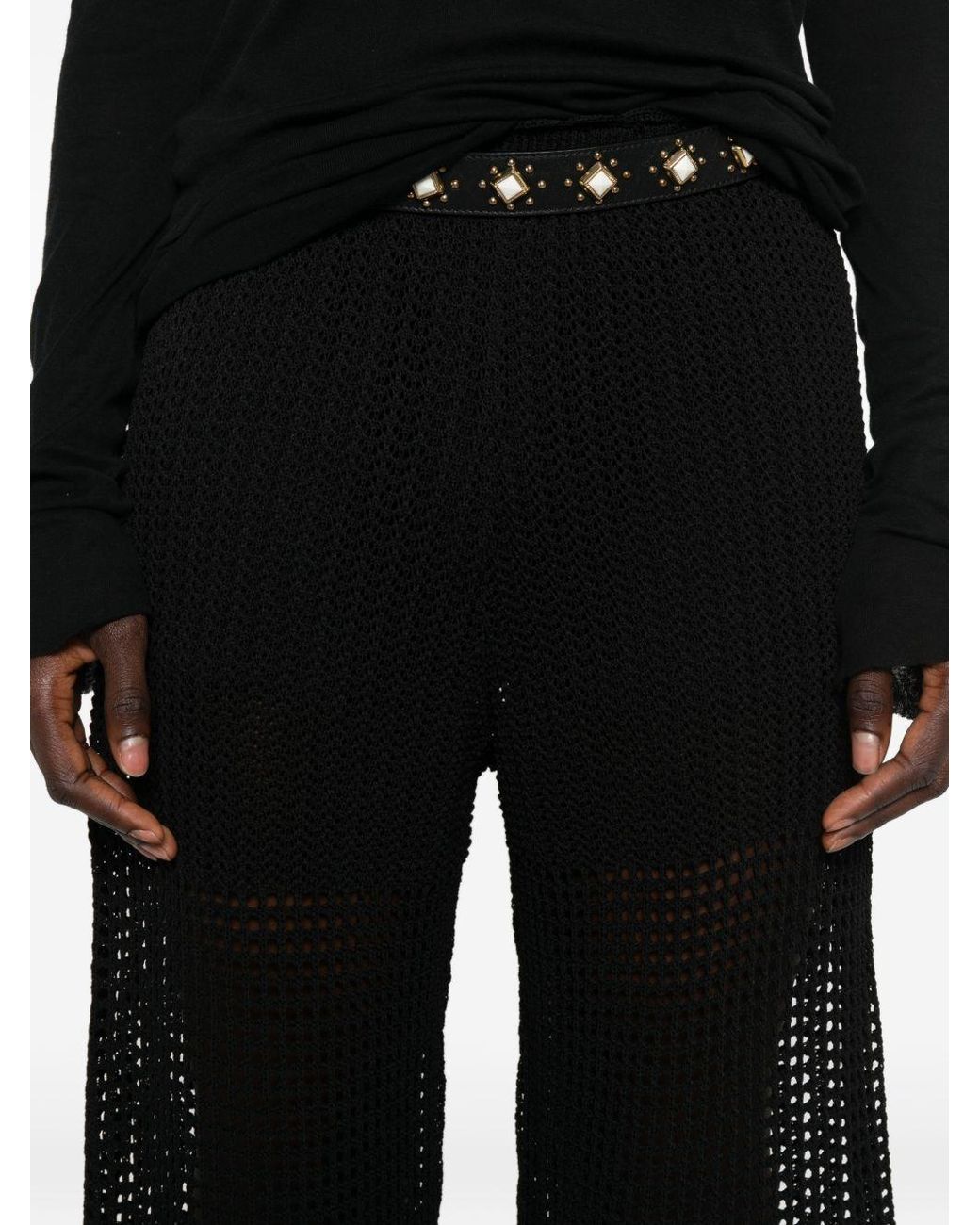 IRO Black Crochet Knit Trouser