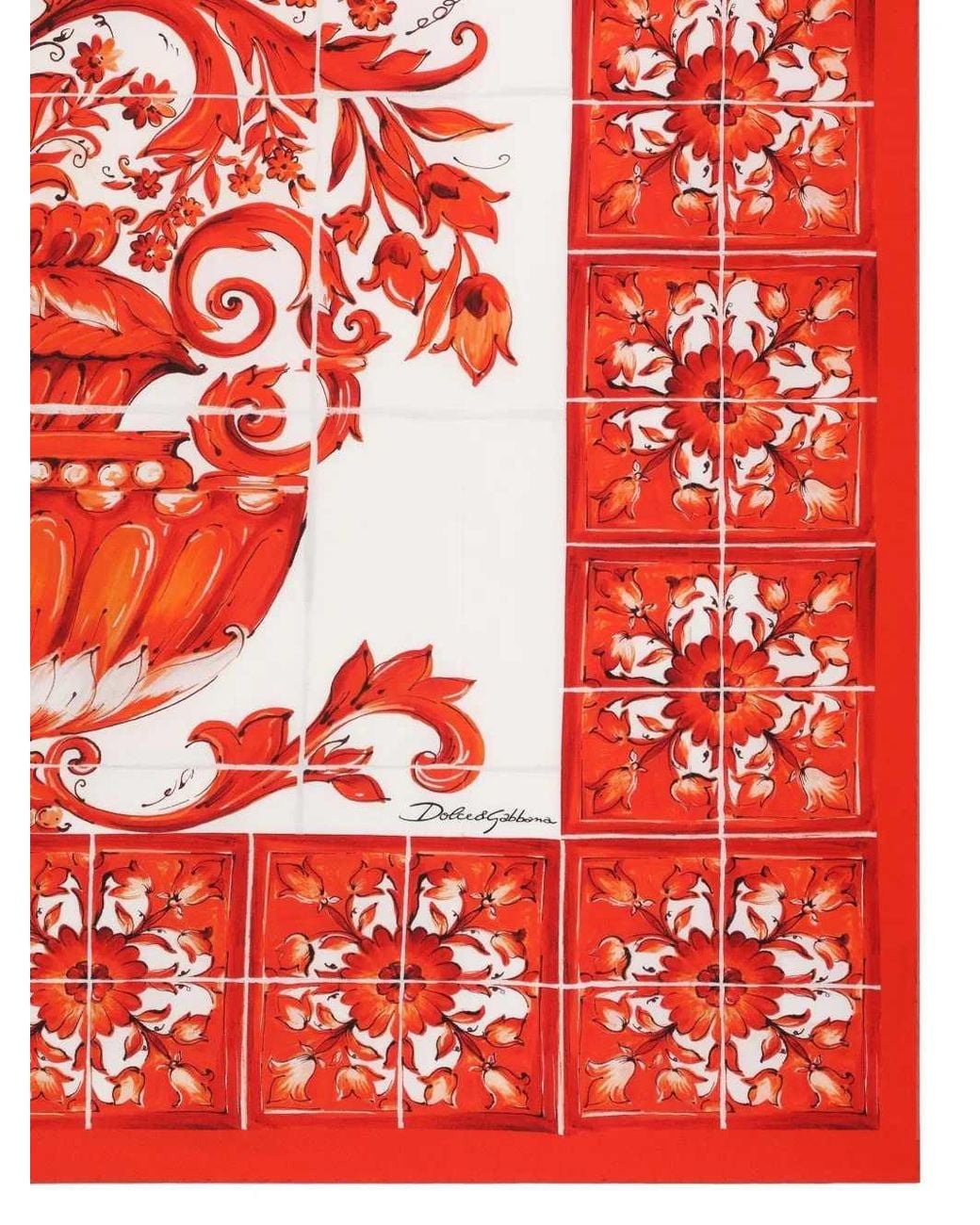 Dolce & Gabbana Red Dolce & Gabbana Silk Twill Scarf With Majolica Print, 90 X 90 Cm