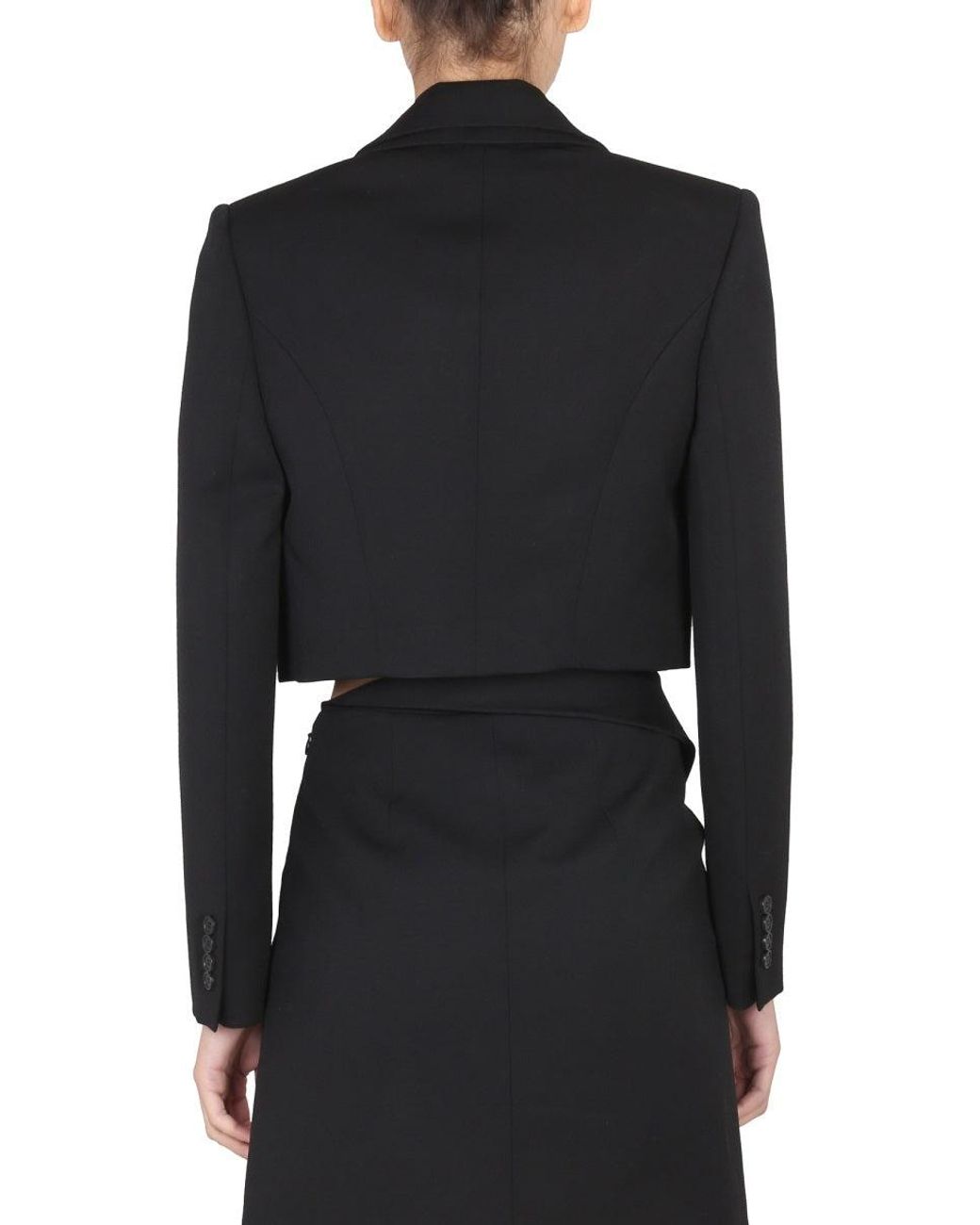 McQueen Black Mini Cropped Double Revers Jacket