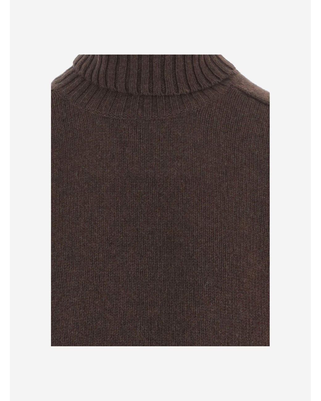 Bruno Manetti Brown Wool And Cashmere Turtle Neck Sweater