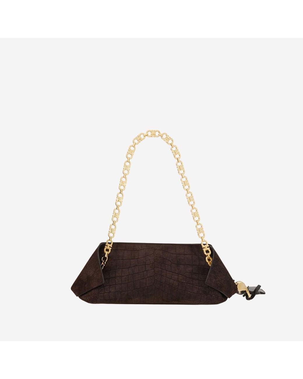 Ferragamo Brown Suede Shoulder Bag