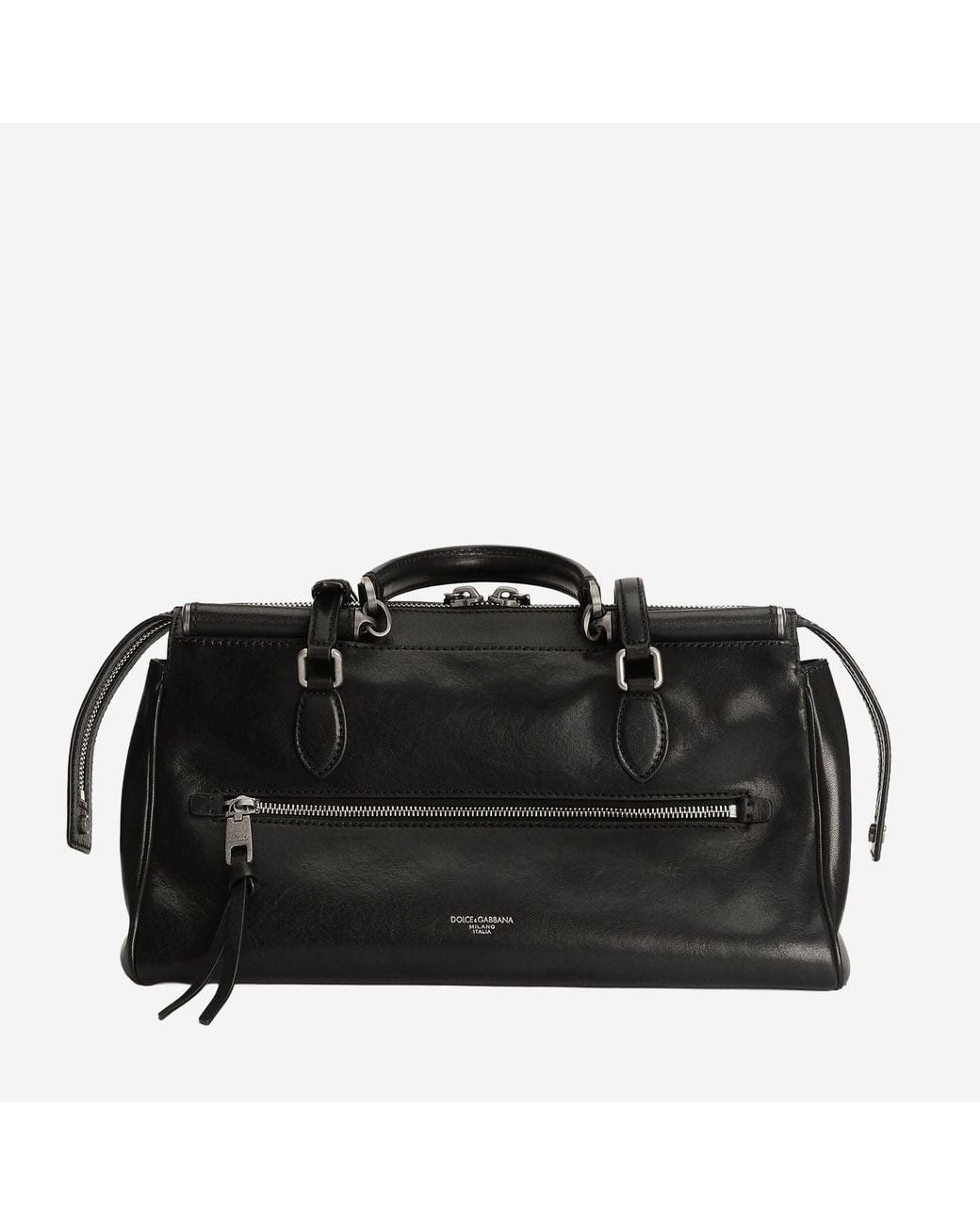 Dolce & Gabbana Black Vittoria Calfskin Leather Bag