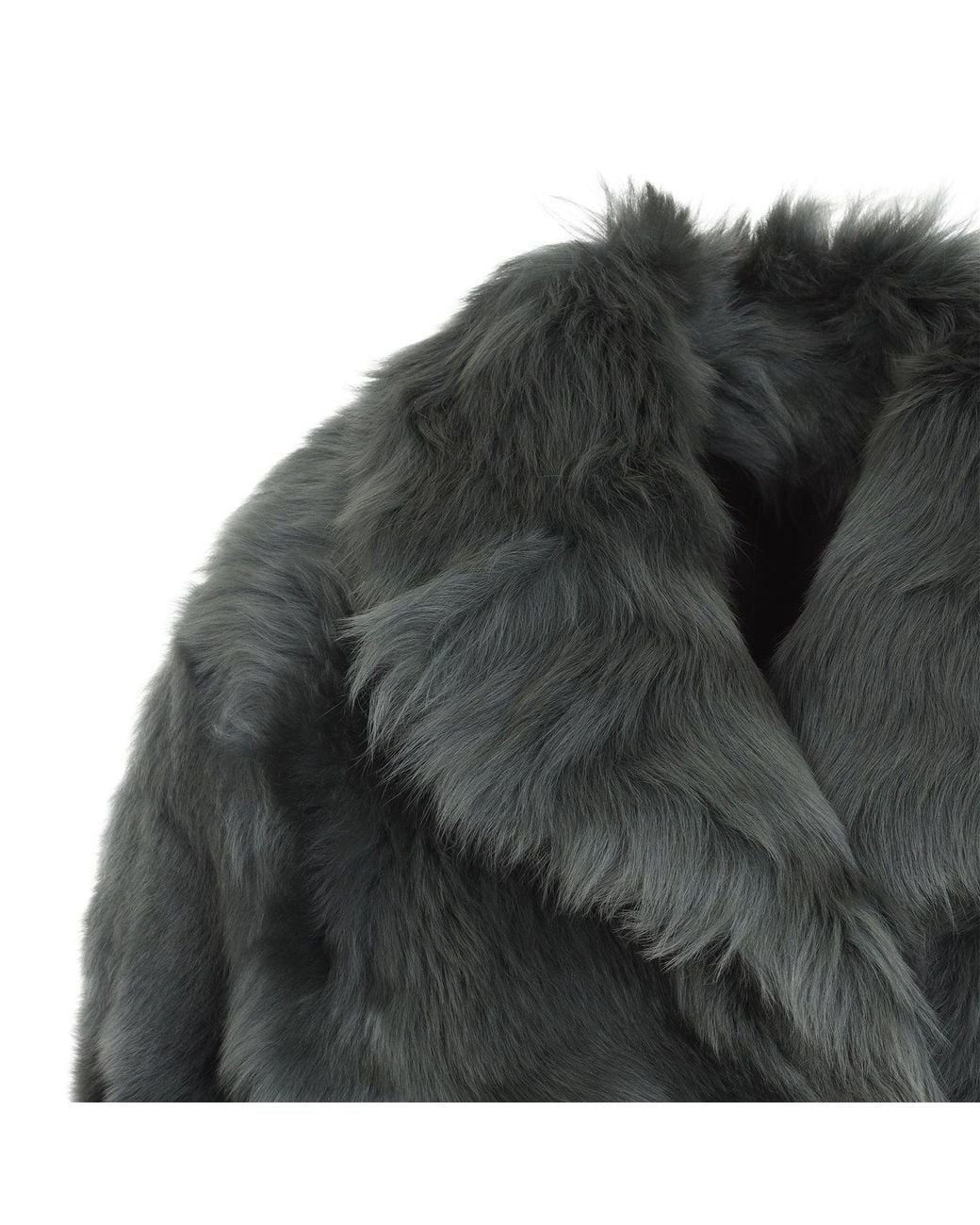 Yves Salomon Gray Lamb Fur Shearling Mini Short Jacket For