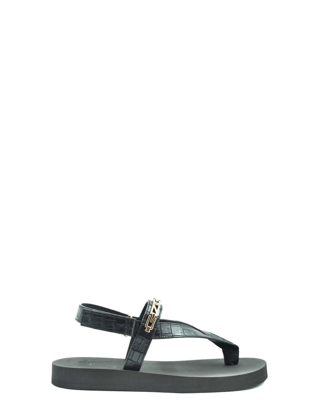 Giuseppe Zanotti Black Chain Flat Sandals for men